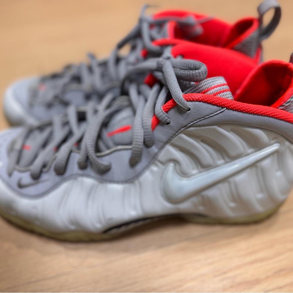 Gray and Red High-Top Sneakers